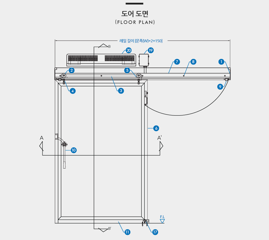 수동편개 슬라이딩 도어 도면